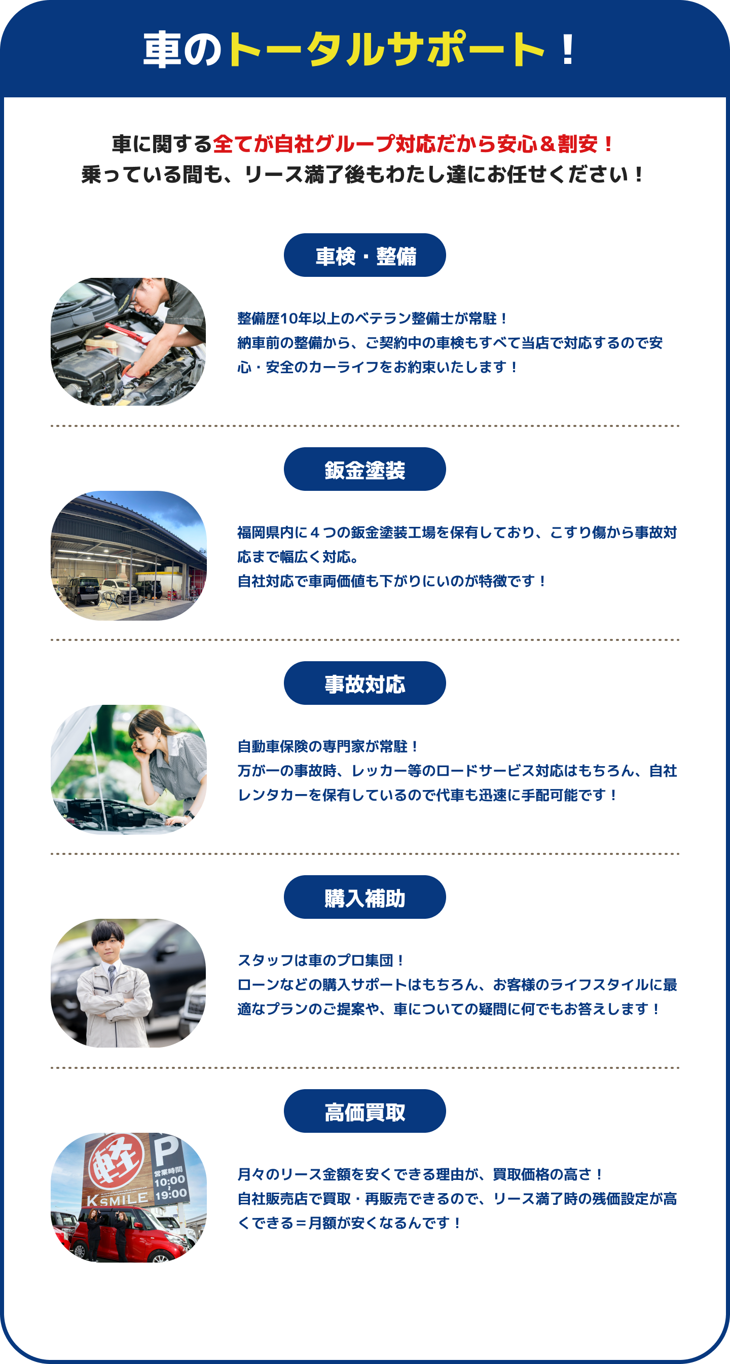 車のトータルサポート！