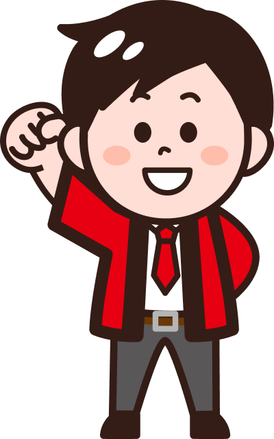 片手を掲げる男性のイラスト